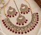 Antique Gold Cubic Zirconia Choker Set with Earrings & Maang Tikka
