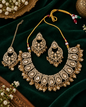 Teardrop Stone Choker Necklace Set with Earrings & Tikka