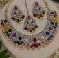 Teardrop Stone Choker Necklace Set with Earrings & Tikka