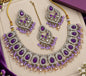 Teardrop Stone Choker Necklace Set with Earrings & Tikka