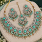 Teardrop Stone Choker Necklace Set with Earrings & Tikka