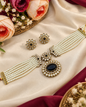 Traditional Multi-Layer Pearl Choker Set with Floral Studs