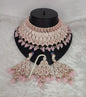 Rose Gold Bridal Choker Set with Crimson Red Teardrop Stones