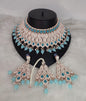 Rose Gold Bridal Choker Set with Crimson Red Teardrop Stones