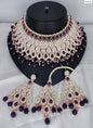Rose Gold Bridal Choker Set with Crimson Red Teardrop Stones