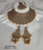 Antique Finish Broad Bridal Choker Necklace Set with Jhumka Earrings & Maang Tikka