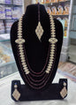Multi-Layer Crystal Bead Long Mala Set with Floral CZ Motifs, Earrings & Maang Tikka