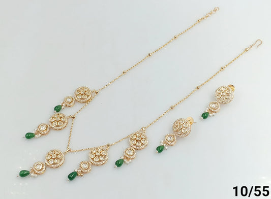 Gold Plated Simple Kundan Necklace Set