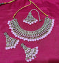 Elegant Pink Shimmering White Crystal Choker Set