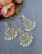 Ornate Crescent Chandbali Earrings and Maang Tikka