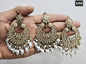 Kundan Chandbali Set - Antique Gold Finish Statement Earrings and Tikka