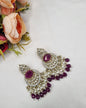 ANTIQUE GOLD CRESCENT STATEMENT CHANDBALI EARRINGS WITH PEARL & CRYSTAL BEADS