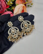 CHANDBALI STYLE DANGLE EARRINGS WITH BEAD CLUSTERS