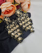 ANTIQUE GOLD TIERED CHANDELIER EARRINGS WITH CRYSTAL MOTIFS & PEARL DROPLETS