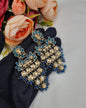 ANTIQUE GOLD TIERED CHANDELIER EARRINGS WITH CRYSTAL MOTIFS & PEARL DROPLETS