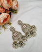 GOLD CIRCULAR JHUMKA EARRINGS WITH PEARL CLUSTERS