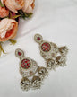 GOLD CIRCULAR JHUMKA EARRINGS WITH PEARL CLUSTERS