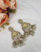 GOLD CIRCULAR JHUMKA EARRINGS WITH PEARL CLUSTERS