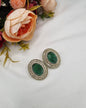 ANTIQUE GOLD OVAL CRYSTAL HALO STUD EARRINGS
