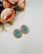 ANTIQUE GOLD OVAL CRYSTAL HALO STUD EARRINGS