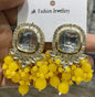 Square Kundan Earrings with Round Crystal Centerpiece Gold Plated Earrings