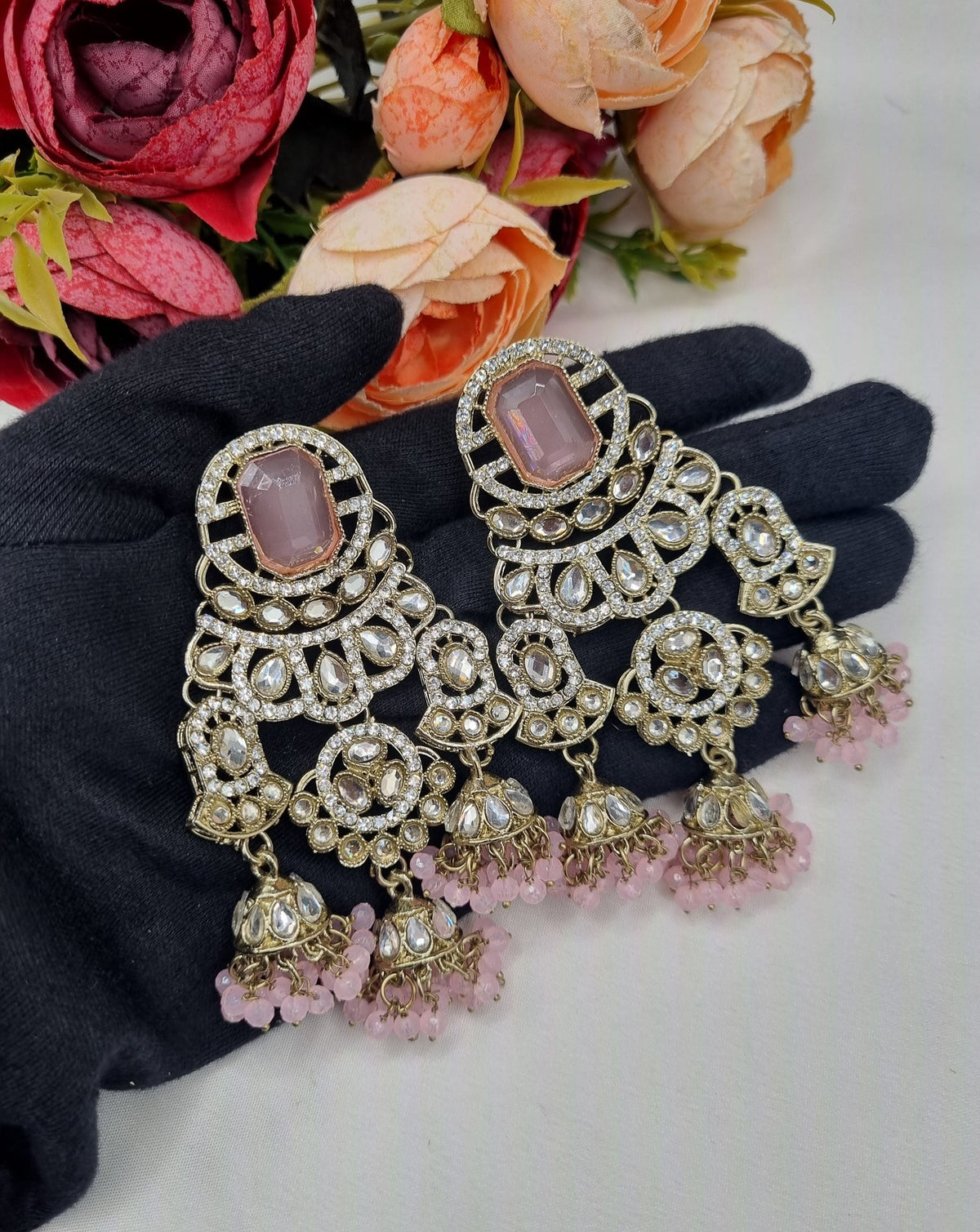 MULTI-JHUMKA STATEMENT CHANDELIER EARRINGS