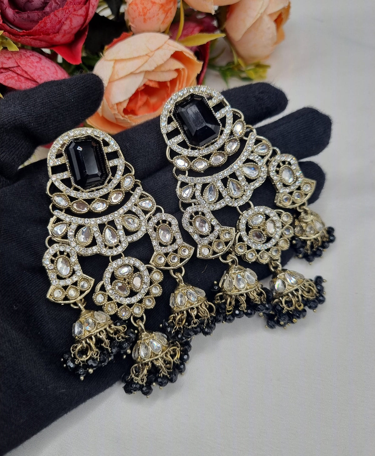 MULTI-JHUMKA STATEMENT CHANDELIER EARRINGS