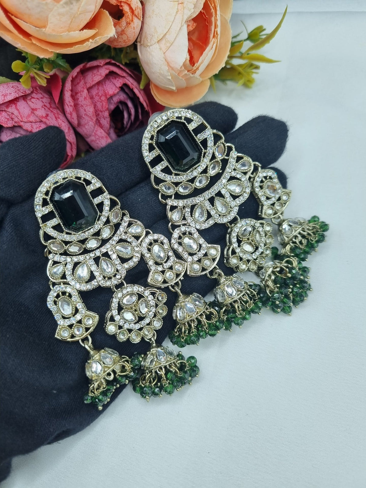 MULTI-JHUMKA STATEMENT CHANDELIER EARRINGS