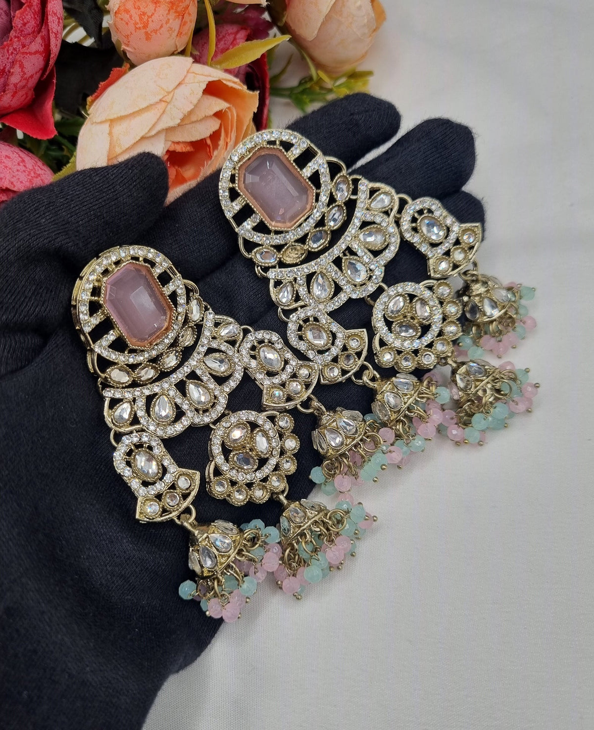 MULTI-JHUMKA STATEMENT CHANDELIER EARRINGS