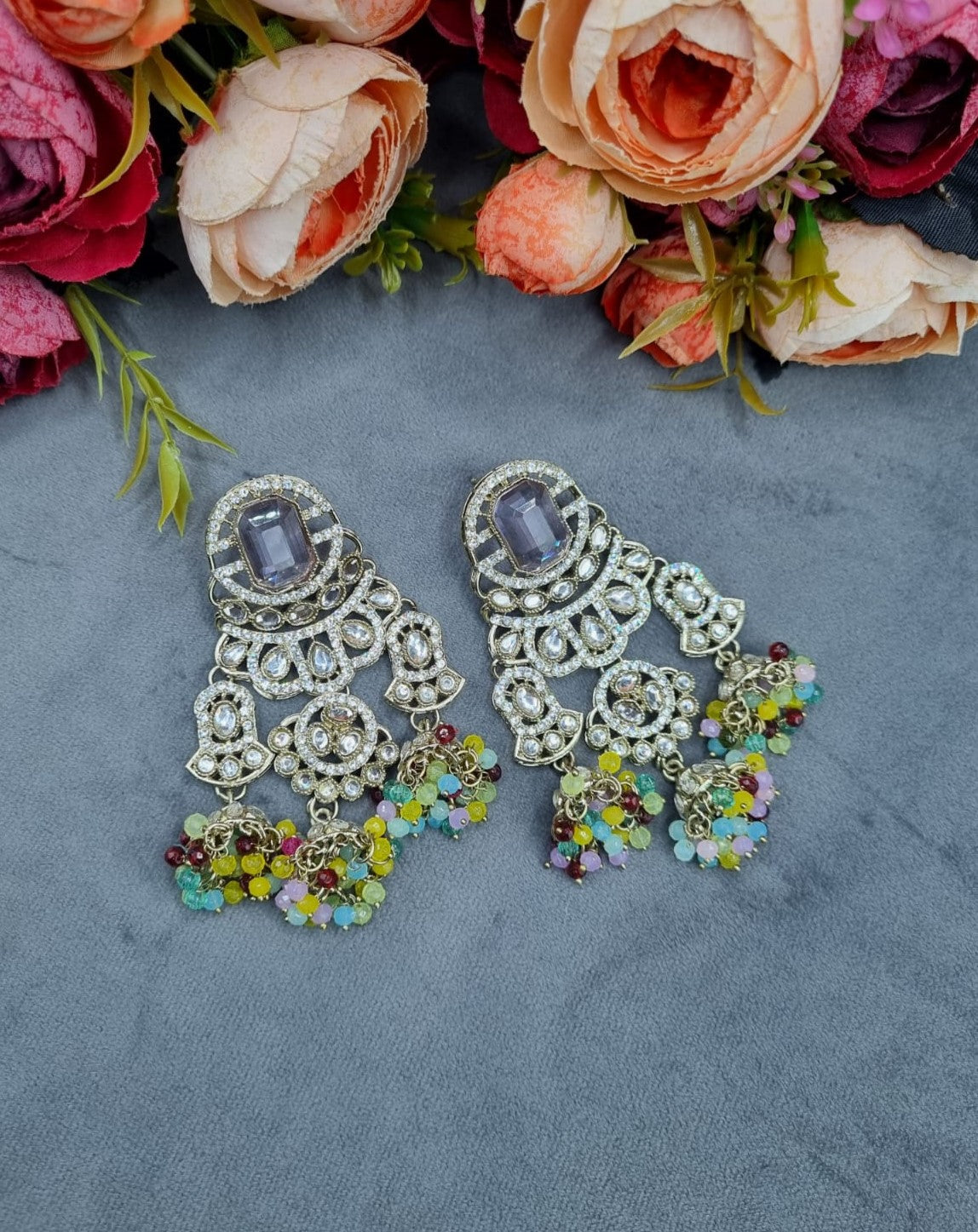 MULTI-JHUMKA STATEMENT CHANDELIER EARRINGS