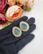 TEARDROP STONE HALO STUD EARRINGS