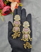 ORNATE MULTI-TIERED STONE & JHUMKA DROP EARRINGS