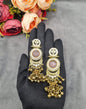 CIRCULAR STONE CRESCENT JHUMKA DROP EARRINGS