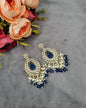 INTRICATE OVAL FRAME DROP EARRINGS WITH PEARL & BEAD CLUSTER