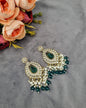 INTRICATE OVAL FRAME DROP EARRINGS WITH PEARL & BEAD CLUSTER