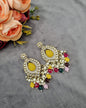 INTRICATE OVAL FRAME DROP EARRINGS WITH PEARL & BEAD CLUSTER
