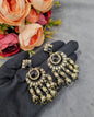 GEOMETRIC STONE-STUDDED CHANDBALI STATEMENT EARRINGS