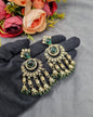 GEOMETRIC STONE-STUDDED CHANDBALI STATEMENT EARRINGS