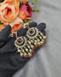 GEOMETRIC STONE-STUDDED CHANDBALI STATEMENT EARRINGS