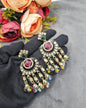 GEOMETRIC STONE-STUDDED CHANDBALI STATEMENT EARRINGS