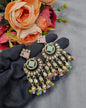 GEOMETRIC STONE-STUDDED CHANDBALI STATEMENT EARRINGS
