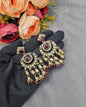 GEOMETRIC STONE-STUDDED CHANDBALI STATEMENT EARRINGS
