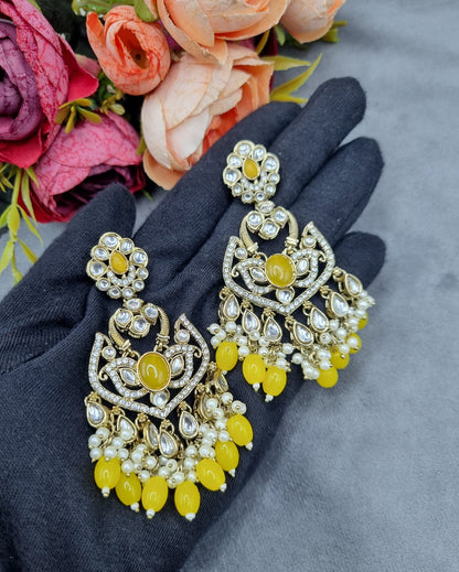 Statement Drop Earrings with Bead & Pearl Fringe