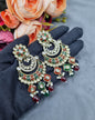 Royal Chandbali Statement Earrings with Meenakari & Pearl Drops
