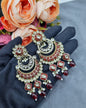 Royal Chandbali Statement Earrings with Meenakari & Pearl Drops