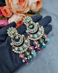 Royal Chandbali Statement Earrings with Meenakari & Pearl Drops