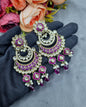 Royal Chandbali Statement Earrings with Meenakari & Pearl Drops