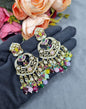 Grand Chandbali Statement Earrings with Bead Droplets