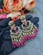 Grand Chandbali Statement Earrings with Bead Droplets