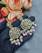 Intricate Floral Motif Chandbali Earrings with Mini Jhumka Drops